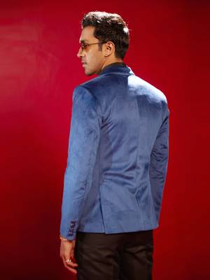 Navy Blue Velvet Blazer 2