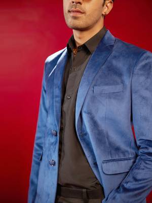 Navy Blue Velvet Blazer 4