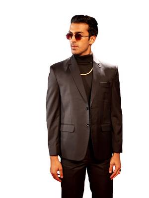 Men'S Black Solid Formal Blazer 1