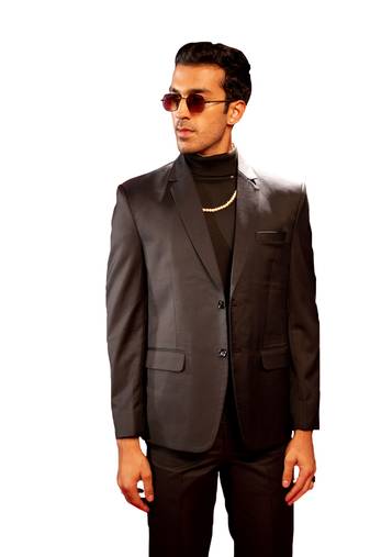 Men'S Black Solid Formal Blazer