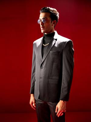 Men'S Black Solid Formal Blazer 2