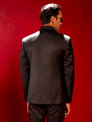 Men'S Black Solid Formal Blazer 3