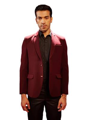 Maroon Cotton Blend Blazer 1
