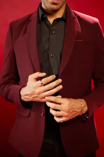Maroon Cotton Blend Blazer