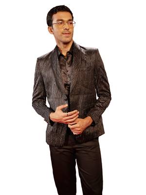 Brown Silk Blend Blazer 1