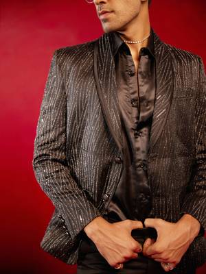 Brown Silk Blend Blazer 4