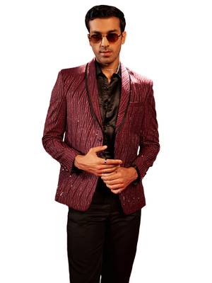 Maroon Silk Blend Blazer 1