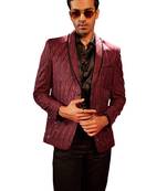 Men'S Maroon Silk Blend Blazer