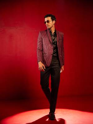 Maroon Silk Blend Blazer 2