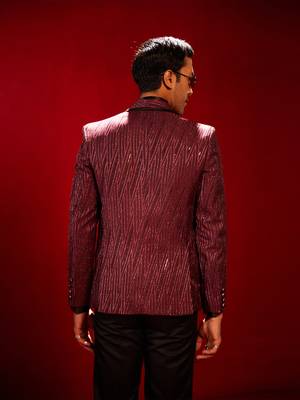 Maroon Silk Blend Blazer 3