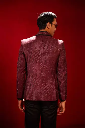 Maroon Silk Blend Blazer