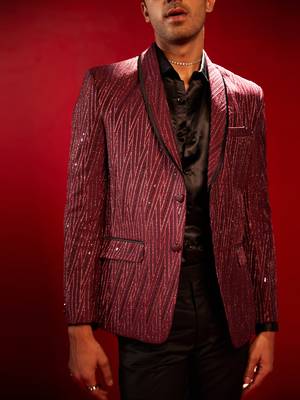 Maroon Silk Blend Blazer 4