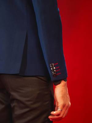Navy Blue Cotton Blend Blazer 4