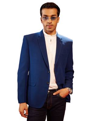 Navy Blue Silk Blend Blazer 2