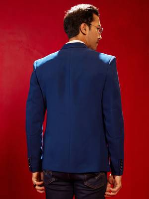 Navy Blue Silk Blend Blazer 4