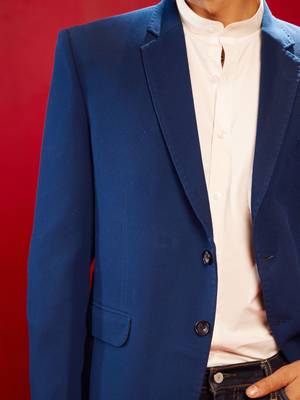 Navy Blue Silk Blend Blazer 5