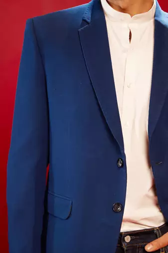Navy Blue Silk Blend Blazer