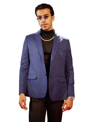 Blue Solid Formal Blazer 1