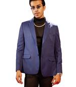 Men'S Blue Solid Formal Blazer