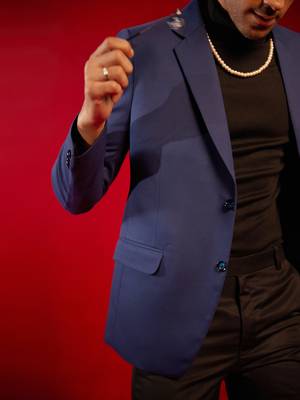 Blue Solid Formal Blazer 2