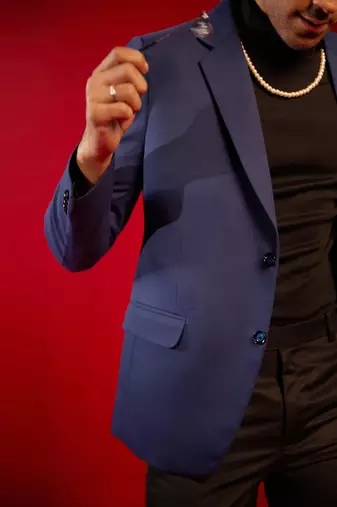 Blue Solid Formal Blazer