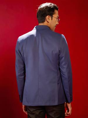 Blue Solid Formal Blazer 3
