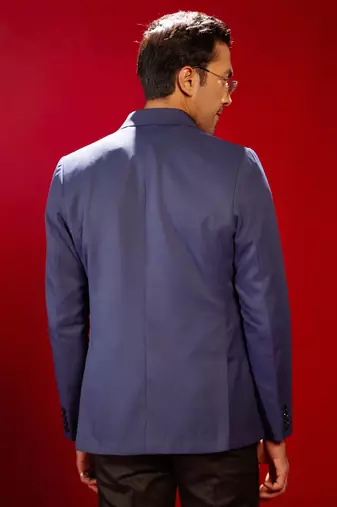Blue Solid Formal Blazer