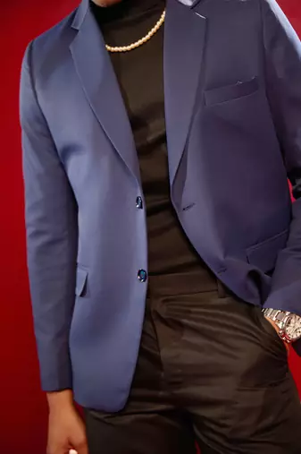 Blue Solid Formal Blazer