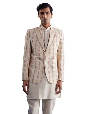 Beige Printed Blazer 1