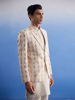 Beige Printed Blazer 2