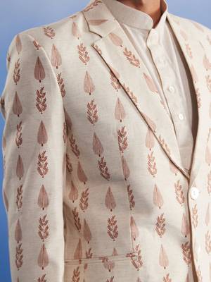 Beige Printed Blazer 4
