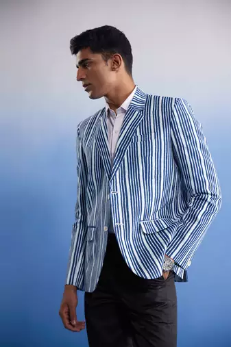 Indigo Blue Cotton Blazer