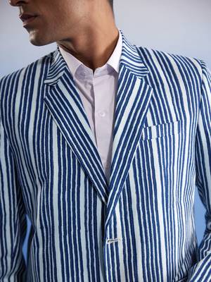 Indigo Blue Cotton Blazer 5