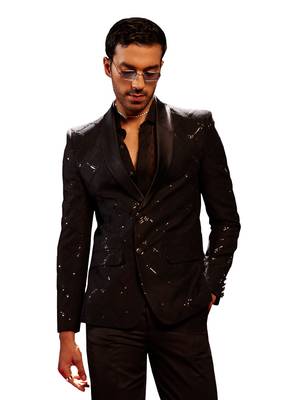 Men'S Black Sequinced Blazer 1