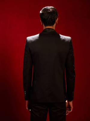 Men'S Black Sequinced Blazer 3
