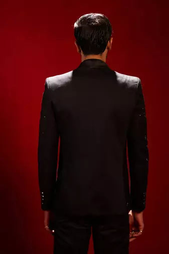 Men'S Black Sequinced Blazer