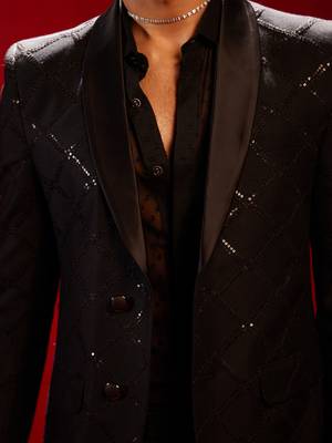 Men'S Black Sequinced Blazer 4