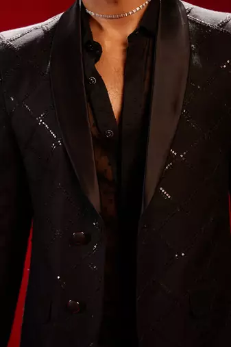 Men'S Black Sequinced Blazer