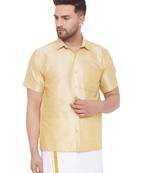 Gold Silk Blend Ethnic Shirt