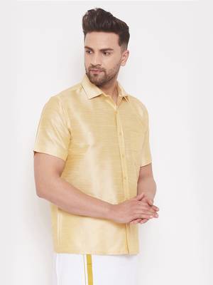 Gold Silk Blend Ethnic Shirt 2