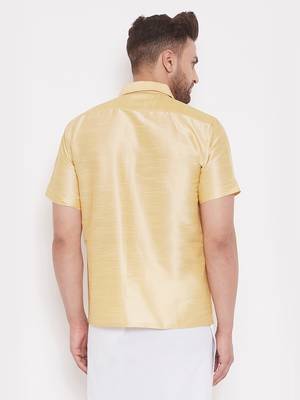 Gold Silk Blend Ethnic Shirt 3