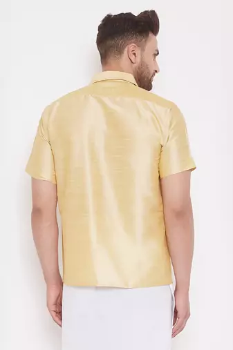 Gold Silk Blend Ethnic Shirt