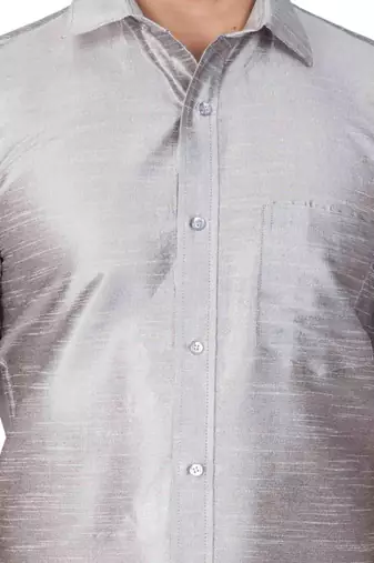 Grey Silk Blend Ethnic Shirt