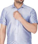 Light Blue Silk Blend Ethnic Shirt