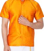 Orange Silk Blend Ethnic Shirt