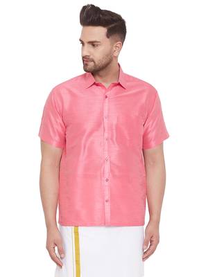 Pink Silk Blend Ethnic Shirt 1