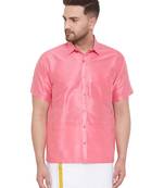 Pink Silk Blend Ethnic Shirt