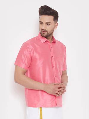 Pink Silk Blend Ethnic Shirt 2