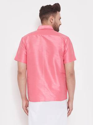 Pink Silk Blend Ethnic Shirt 3