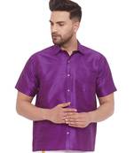 Purple Silk Blend Ethnic Shirt